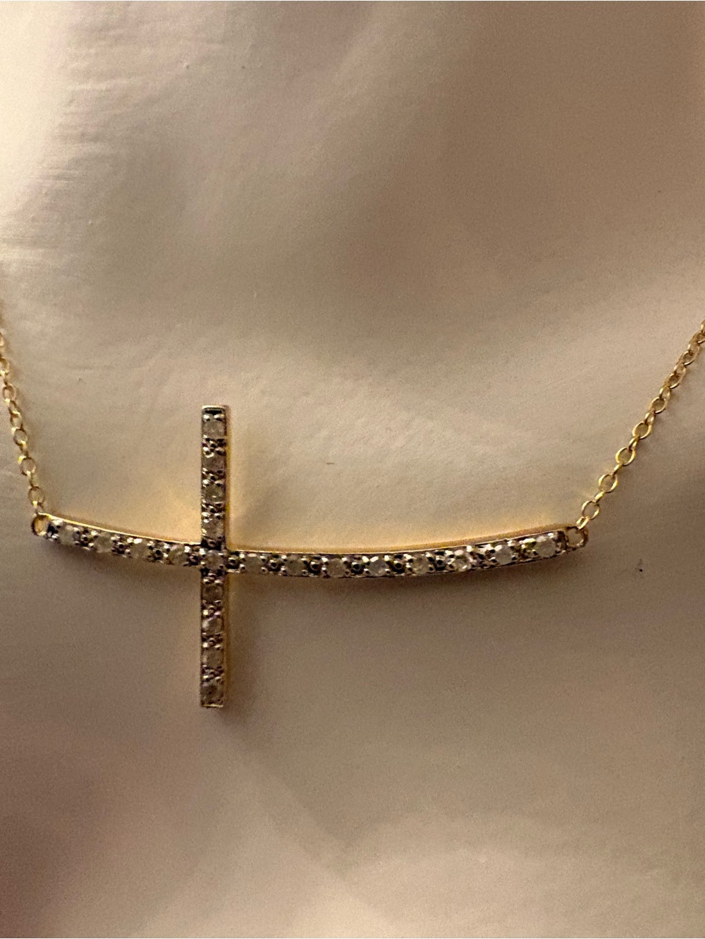 NEW 925 Sterling Silver 0.25 CTW Natural Diamond Sideways Cross Necklace 18”